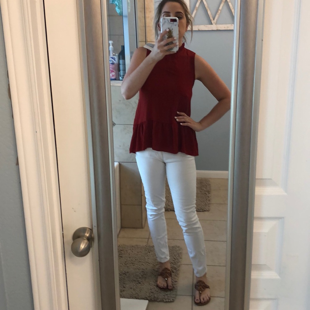 High neck ruffle tank
